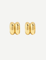 Gold Double Dome Huggie Hoop Earrings