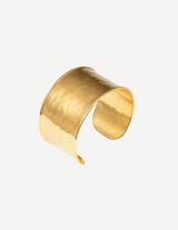 Gold Wide Hammered Open Cuff Bracelet