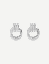 Gold Textured Double Hoop Drop Earrings