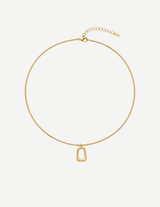 Gold Minimalist Rectangular Charm Pendant Necklace