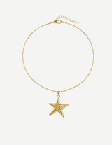 Gold Textured Starfish Pendant Necklace