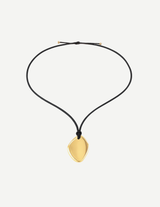 Gold Teardrop Pendant Necklace with Black Cord
