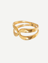 Gold Sculptural Open Cuff Bangle with Curved Bands