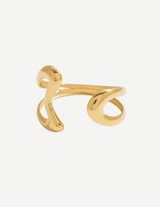 Gold Sculptural Wave Open Cuff Bracelet