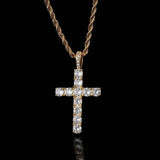 Silver-Tone Crystal Cross Pendant Necklace