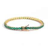 Gold-Tone Green Crystal Tennis Bracelet