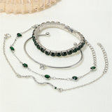 Gold-Tone Multi Bracelet Set with Green Crystal Accents