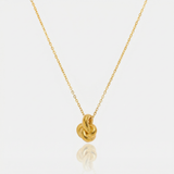 Gold Knot Pendant Necklace with Delicate Link Chain