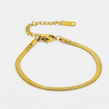 Gold Herringbone Chain Bracelet with Adjustable Extension