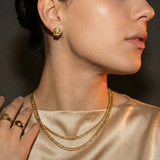 Gold Sculptural Textured Stud Earrings with Layered Design