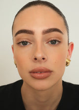 Gold Ribbed Dome Stud Earrings