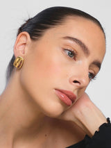 Gold Chunky Square Huggie Hoop Earrings
