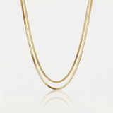 Gold Layered Double Herringbone Chain Necklace