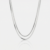 Gold Layered Double Herringbone Chain Necklace