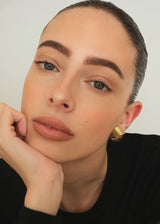 Gold Ribbed Dome Stud Earrings