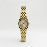 Gold Stainless Steel Analog Wristwatch with Round Dial