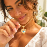 Evil Eye Heart Necklace – Gold-Tone Protective Charm Pendant
