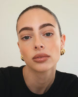 Gold Ribbed Chunky Huggie Hoop Earrings