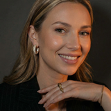 Gold Pavé Crystal Hoop Earrings with Hinged Closure