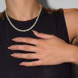 Gold Crystal Tennis Chain Necklace with Continuous Stone Setting