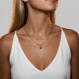 Gold Teardrop Pendant Necklace with Herringbone Chain