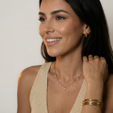 Gold Pearl Drop Station Necklace with Delicate Link Chain