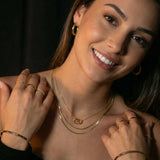 Gold Triple Interlocking Ring Pendant Necklace with Delicate Chain