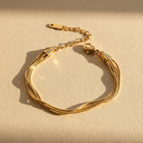 Gold Multi-Strand Twisted Chain Bracelet with Adjustable Clasp