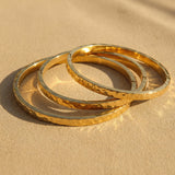 Gold Hammered Bangle Bracelet with Textured Finish