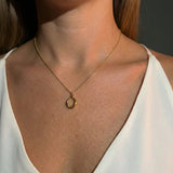 Gold Sculptural Open Pendant Necklace with Classic Link Chain