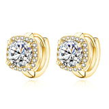 Gold-Tone Square Halo Hoop Earrings