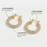 Gold Pavé Crystal Hoop Earrings with Hinged Closure