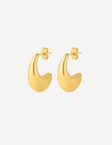 Gold Crescent Teardrop Hoop Earrings