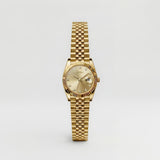 Gold Stainless Steel Analog Wristwatch with Champagne Dial