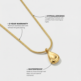 Gold Teardrop Pendant Necklace with Herringbone Chain