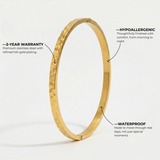 Gold Hammered Bangle Bracelet with Textured Finish