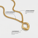 Gold Sculptural Open Pendant Necklace with Classic Link Chain