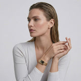 Gold Rectangular Analog Wristwatch with Black Dial