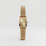 Gold Rectangular Analog Wristwatch with Champagne Dial