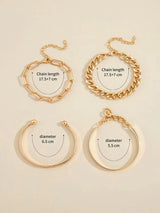 Gold-Tone Multi Chain and Bangle Bracelet Set