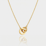 Gold Triple Interlocking Ring Pendant Necklace with Delicate Chain